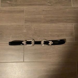 Skinny Felt Double Buckle Belt